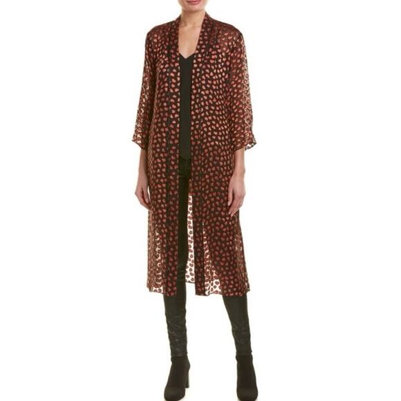 Alice + Olivia silk hearts robe duster coverup sash tie M/L medium large sheer - Picture 1 of 11